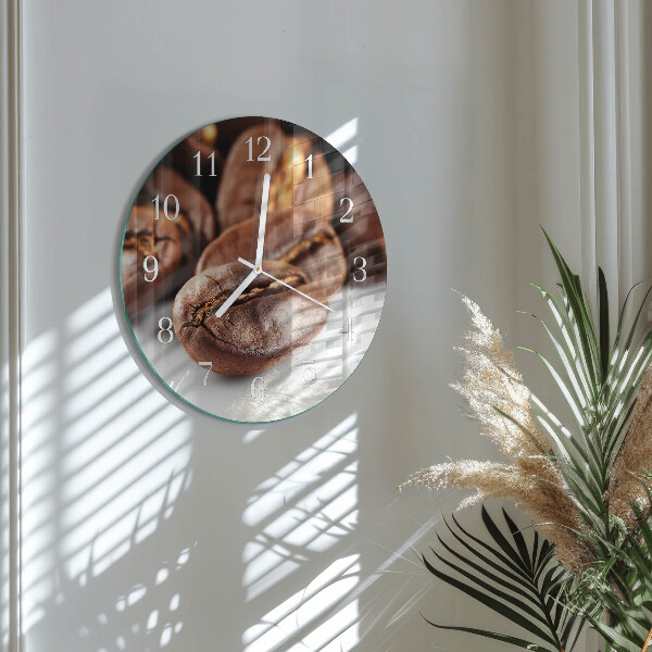 Glas wanduhr Kaffeebohnen