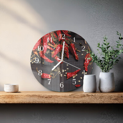 Glas wanduhr Chilischoten