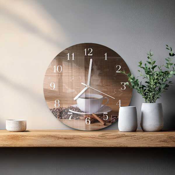 Glas wanduhr Kaffee