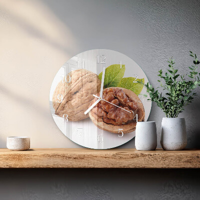 Glas wanduhr Nuss