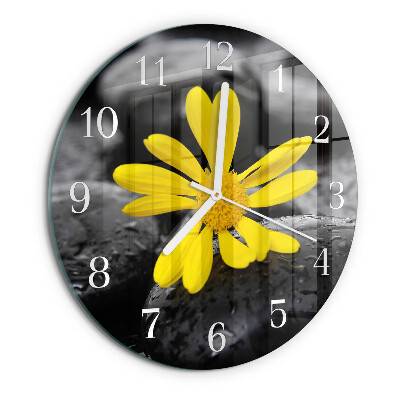 Glas wanduhr Blume