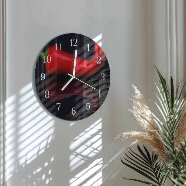 Glas wanduhr Chilischoten
