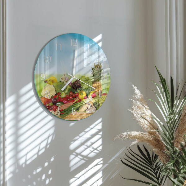 Glas wanduhr Gemüse Obst