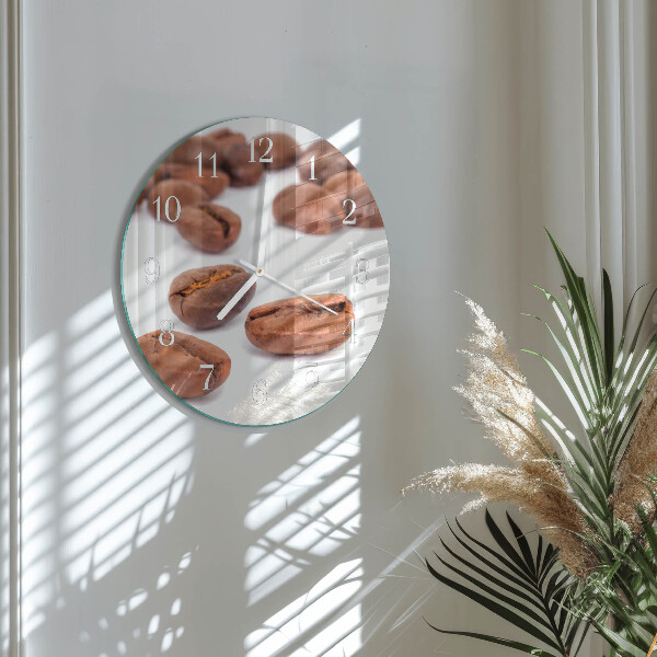 Glas wanduhr Kaffeebohnen