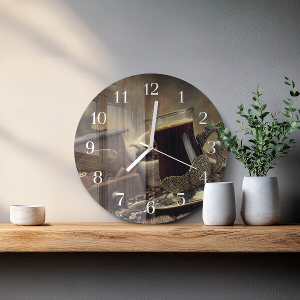 Glas wanduhr Kaffee