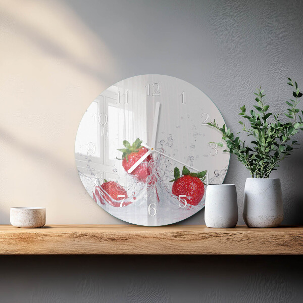 Glas wanduhr Erdbeere