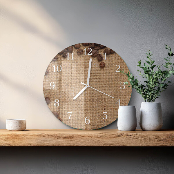 Glas wanduhr Kaffeebohnen