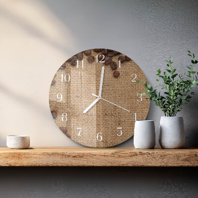 Glas wanduhr Kaffeebohnen