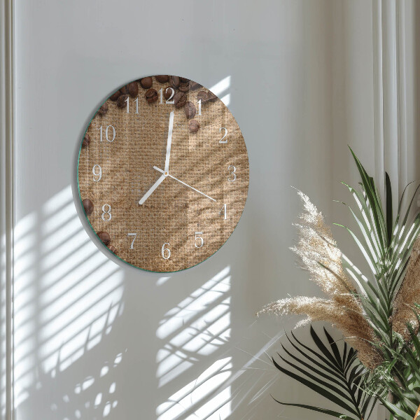 Glas wanduhr Kaffeebohnen