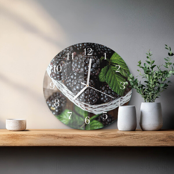 Glas wanduhr Brombeeren