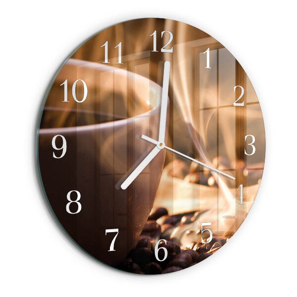 Glas wanduhr Kaffee