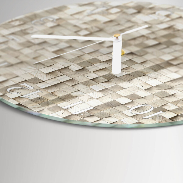 Glas wanduhr Holzmosaik