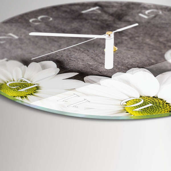 Glas wanduhr Blumen und Steine