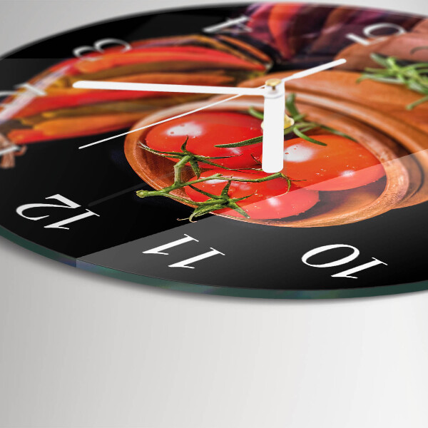 Glas wanduhr Tomaten und Knoblauch