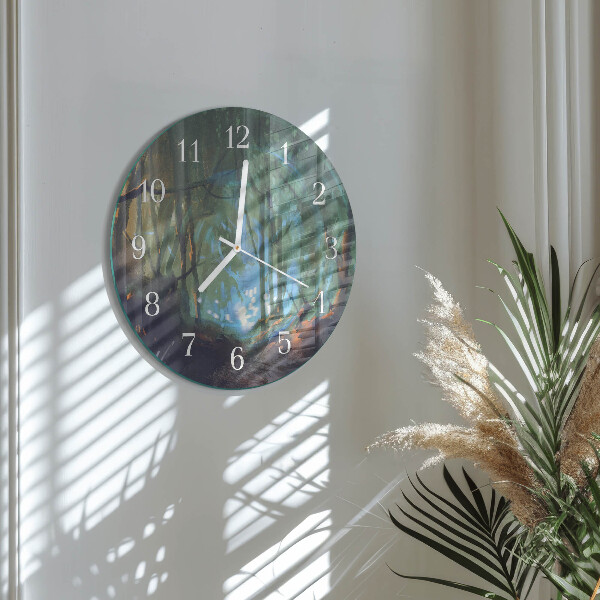 Glas wanduhr Mystischer Wald