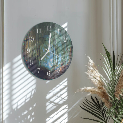Glas wanduhr Mystischer Wald