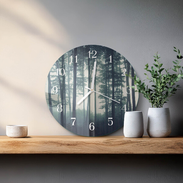 Glas wanduhr Nebliger Wald