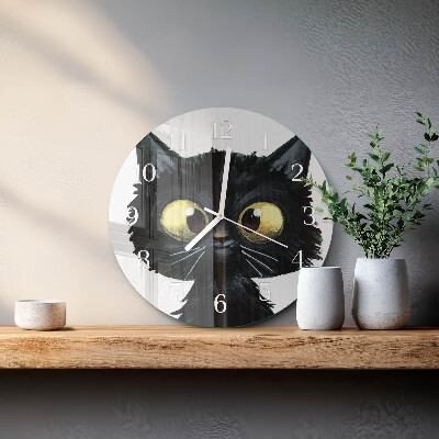 Glas wanduhr Schwarze Katze
