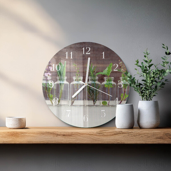 Glas wanduhr Kräuter
