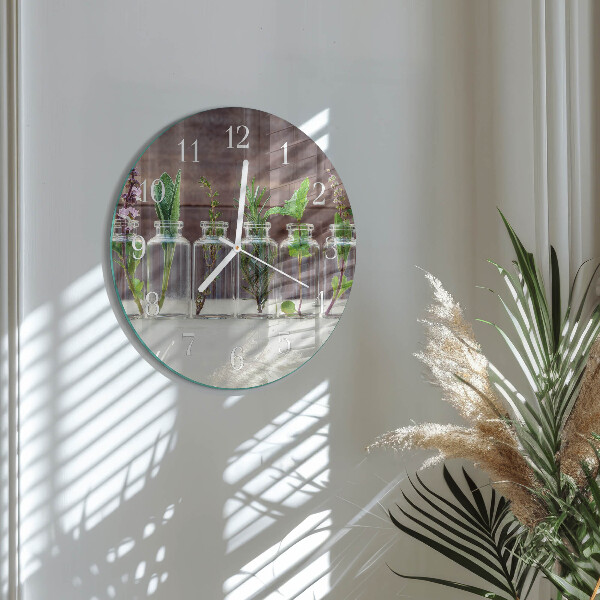 Glas wanduhr Kräuter