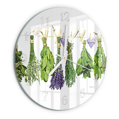Glas wanduhr Kräuter