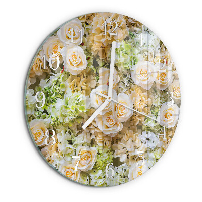 Glas wanduhr Elegante Blumen