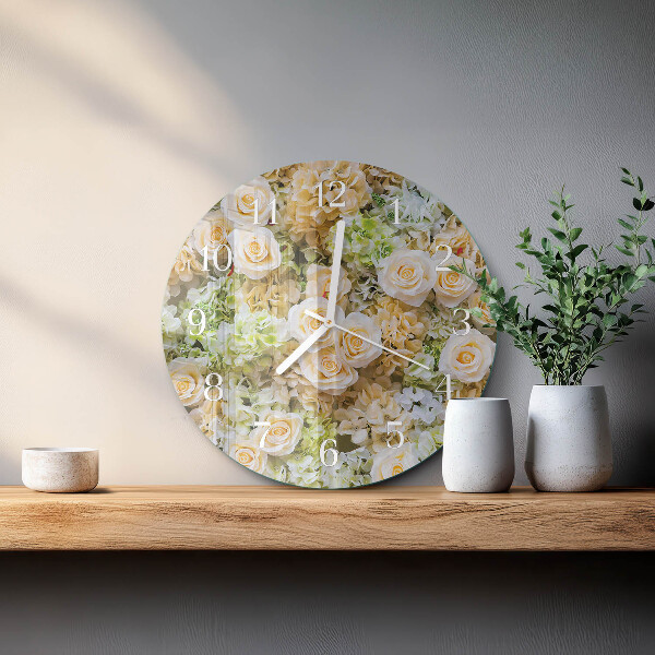 Glas wanduhr Elegante Blumen