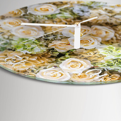 Glas wanduhr Elegante Blumen