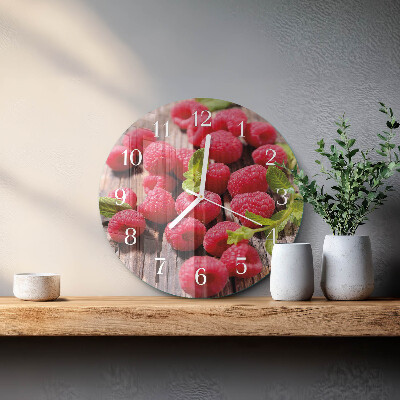 Glas wanduhr Himbeeren