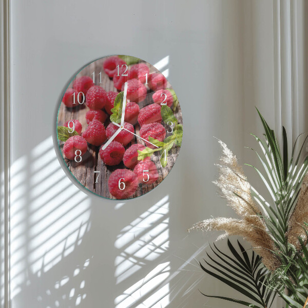 Glas wanduhr Himbeeren
