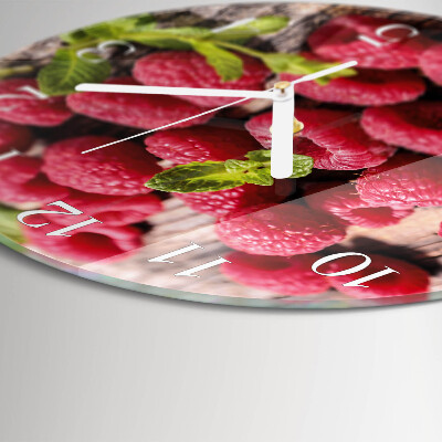 Glas wanduhr Himbeeren