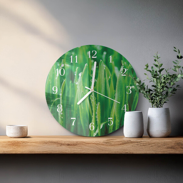 Glas wanduhr Grünes Gras