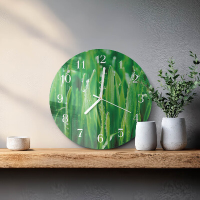 Glas wanduhr Grünes Gras