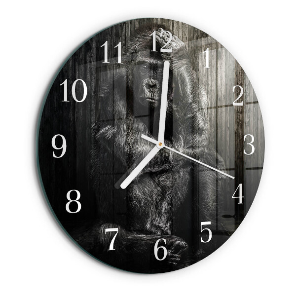 Glas wanduhr Gorilla