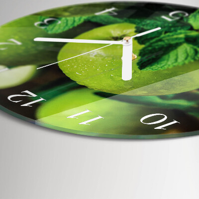 Glas wanduhr Grüne Äpfel