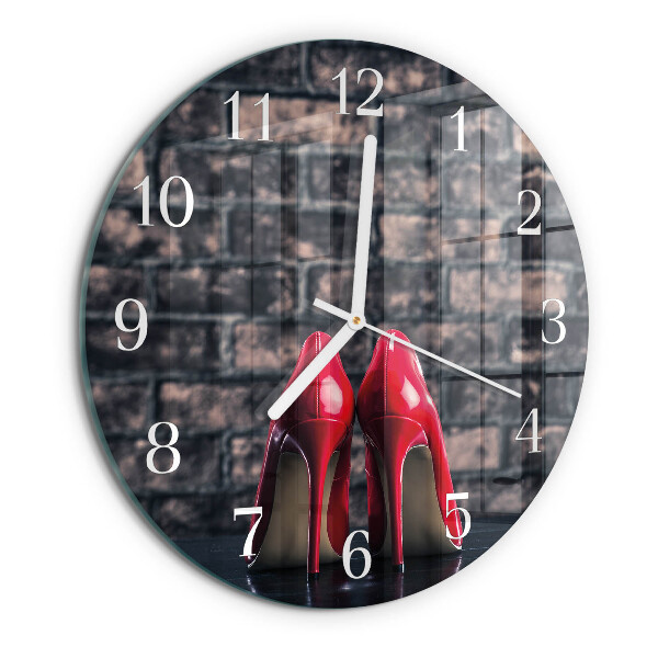 Glas wanduhr Rote High Heels