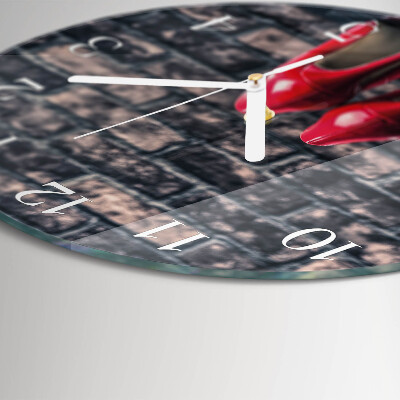 Glas wanduhr Rote High Heels