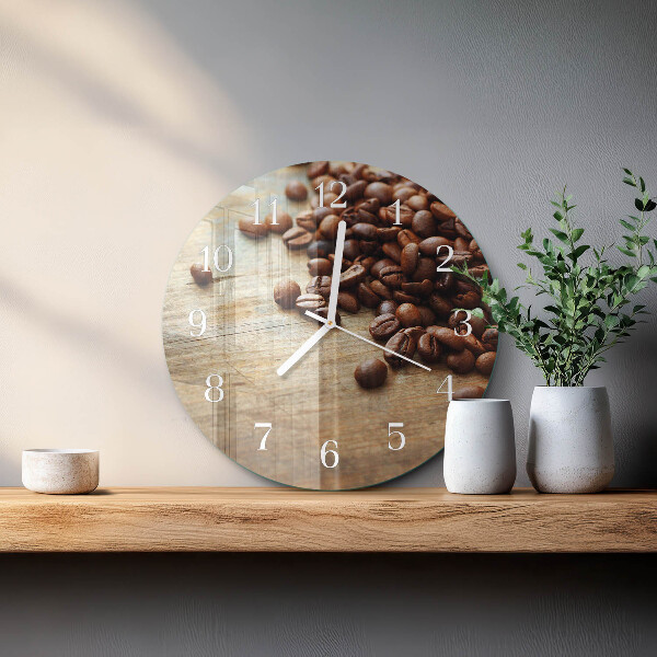 Glas wanduhr Kaffeebohnen
