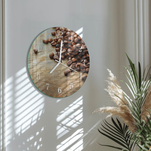 Glas wanduhr Kaffeebohnen