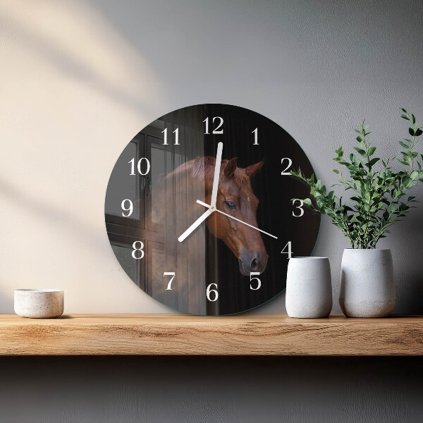 Glas wanduhr Pferd