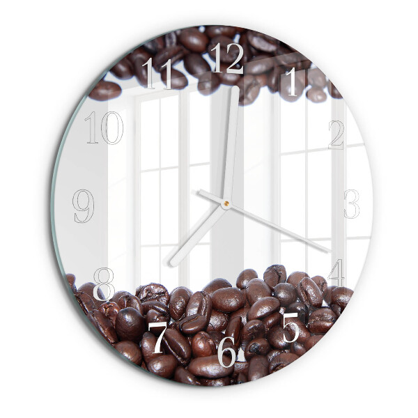 Glas wanduhr Kaffeebohnen
