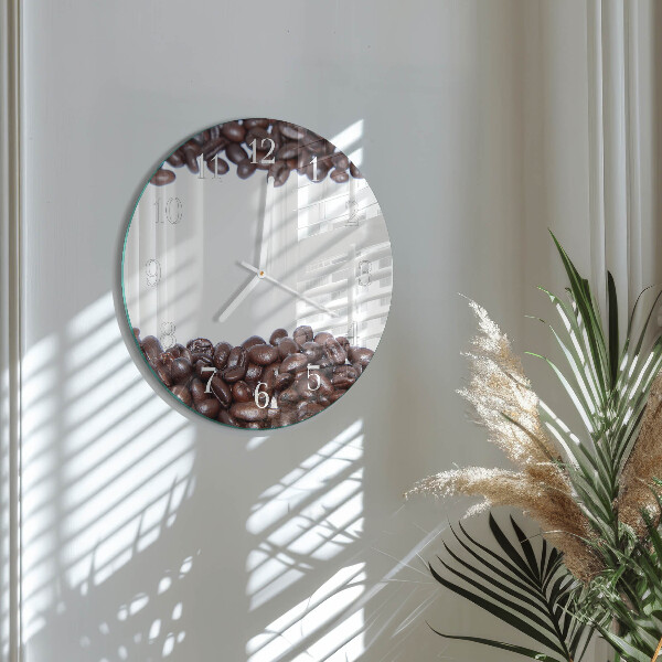 Glas wanduhr Kaffeebohnen