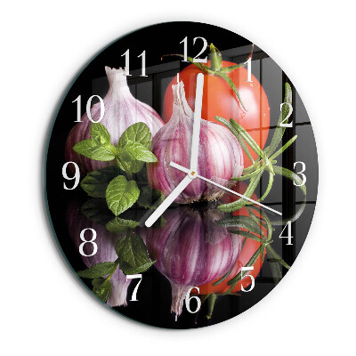 Glas wanduhr Tomaten-Knoblauch