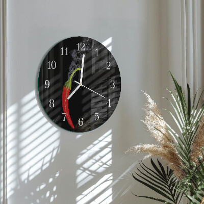 Glas wanduhr Chili-Pfeffer