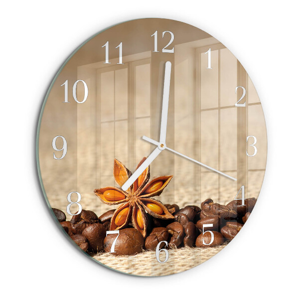 Glas wanduhr Kaffeebohnen