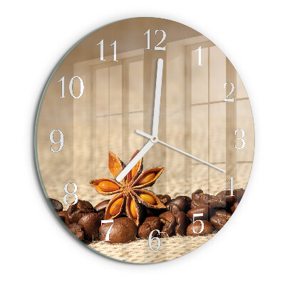 Glas wanduhr Kaffeebohnen