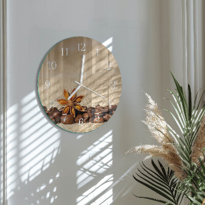 Glas wanduhr Kaffeebohnen