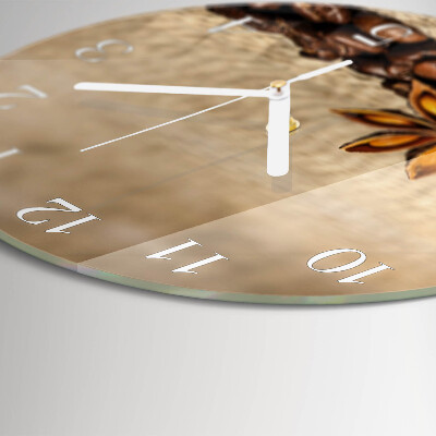 Glas wanduhr Kaffeebohnen