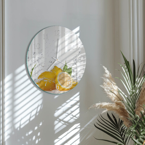 Glas wanduhr Zitronen
