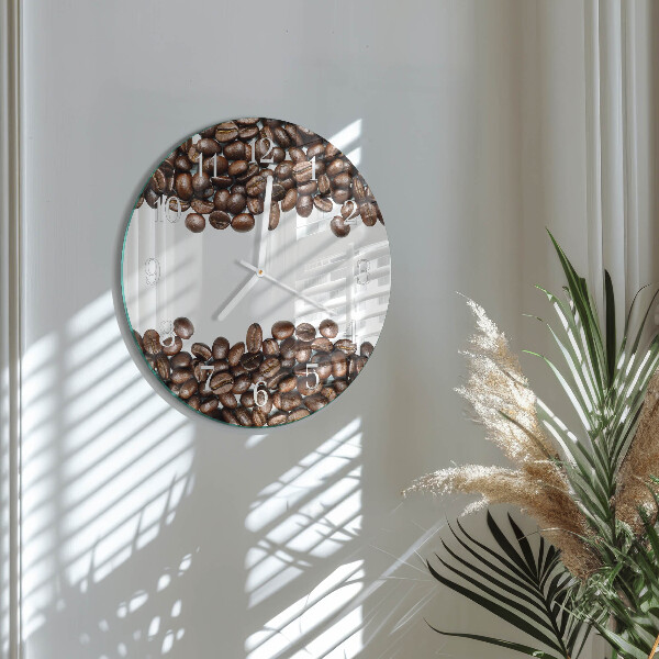 Glas wanduhr Kaffeebohnen